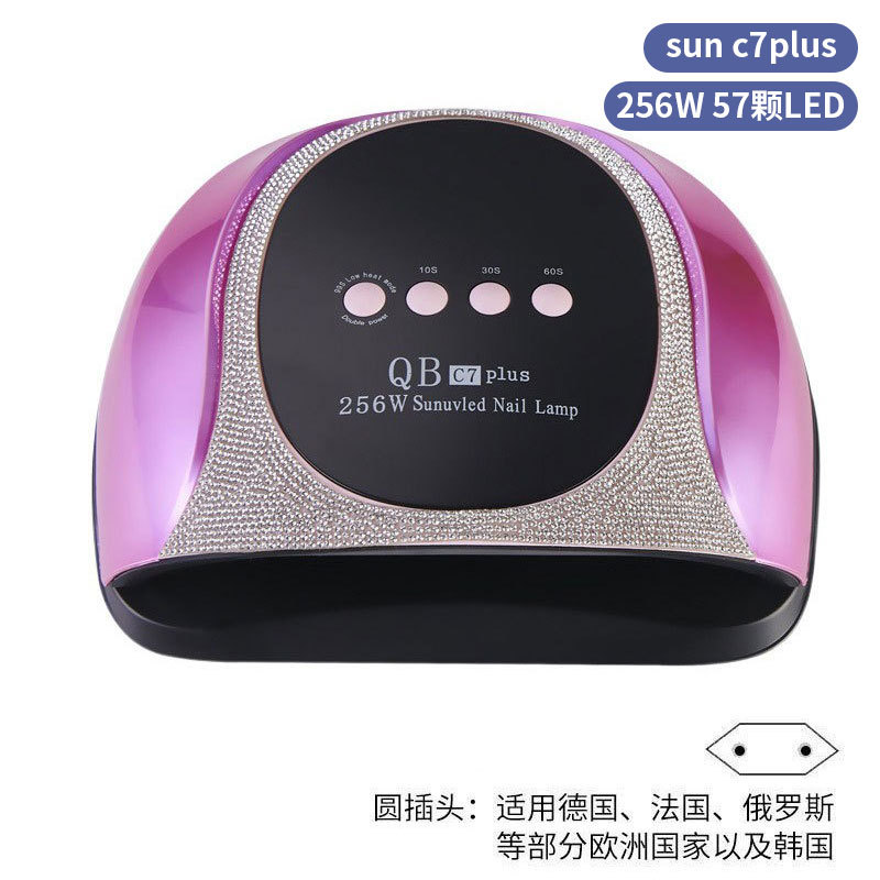 Lámpara de manicura inteligente de alta gama de luz de terapia de diamante 256W de alta potencia de pegamento de vinilo lámpara de horneado de dos manos secador de uñas transfronterizas