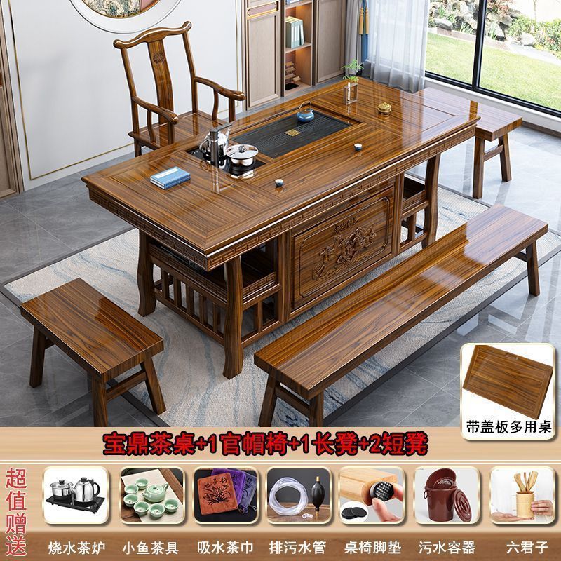 Mesa de té de madera sólida nueva mesa de té de oficina de estilo chino dos usos dos en uno mesa de té de oficina doméstica