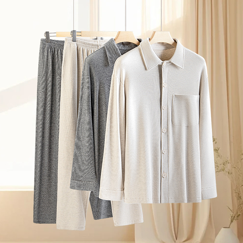 [Alta calidad] Nuevo pijama cálido Meiyabi para hombre transfronterizo de otoño e invierno, traje de servicio a domicilio grueso en stock