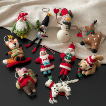 可爱圣诞节羊毛毡挂件尼泊尔手工玩偶毛绒配饰立体动物钥匙扣2025