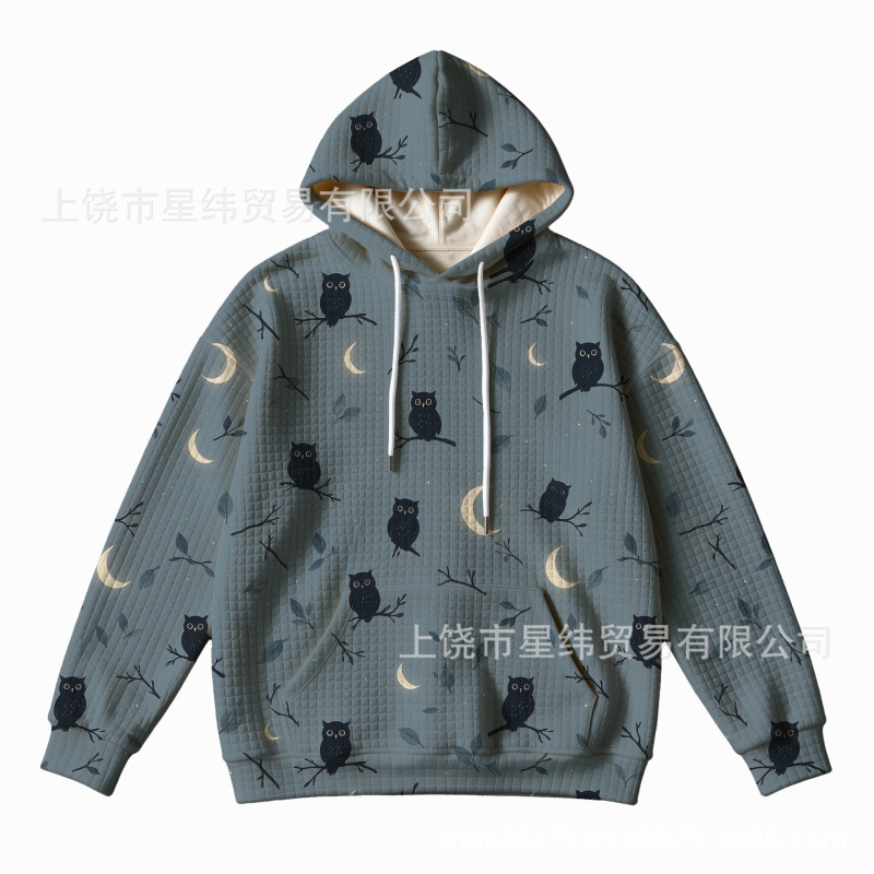 European and American cross-border Halloween full-print waffle sweatshirt for men, European and American autumn and winter pumpkin print loose pullover hoodie European and American cross-border Halloween full-print waffle sweatshirt for men, European and American autumn and winter pumpkin print loose pullover hoodie
