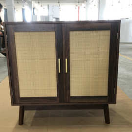 跨境简约藤制储物柜 Amazon跨境货源板式家具客厅厨房藤编餐边柜