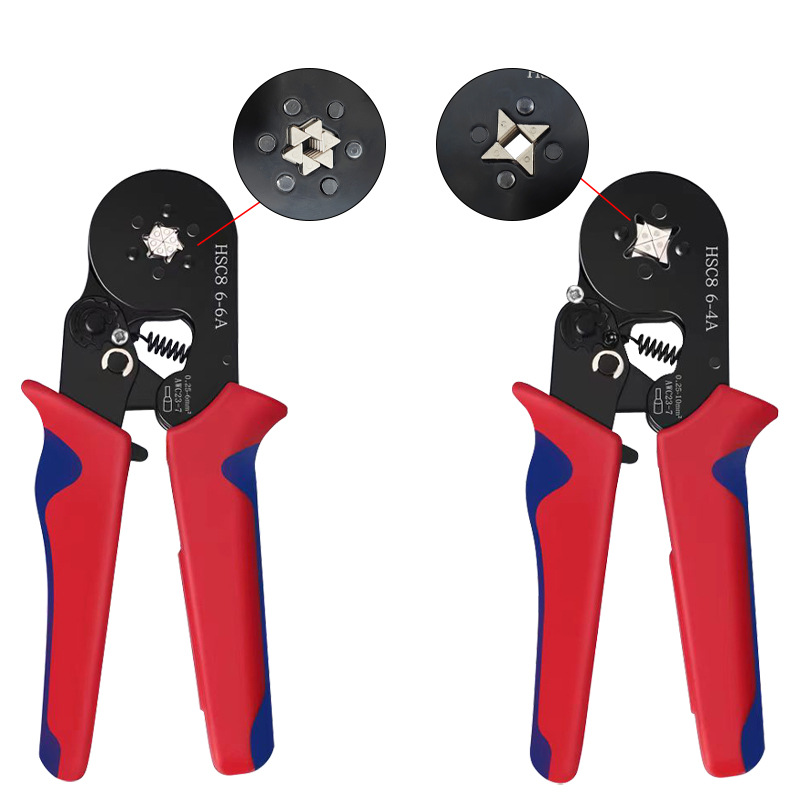 Alicates de engarzamiento de terminales de tubería de venta caliente transfronterizos para electricistas Alicates de engarzamiento de terminales prensados en frío de cuatro o seis lados
