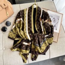 夏季新款仿真丝高档围巾百搭 180长条薄款桑蚕丝丝巾大牌披肩防晒