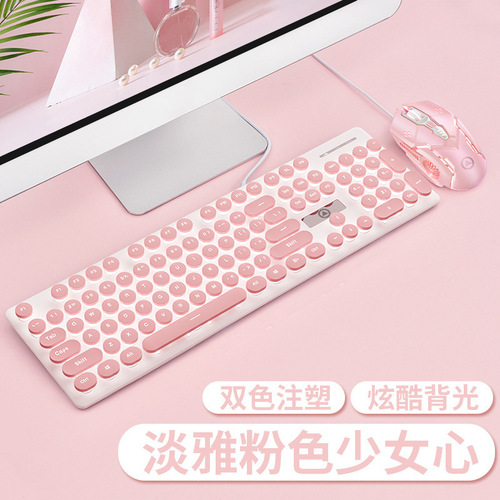 Silver Eagle V8 Punk Mechanical Feel Keyboard and Mouse Set Luminous Gaming Computer Accessories Wholesale Amazon Cross-Border