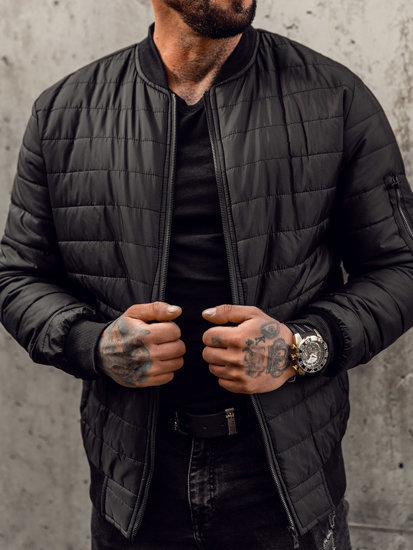Men's Padded Quilted Stand Collar Warm Cotton Coat Jacket_voghion.com