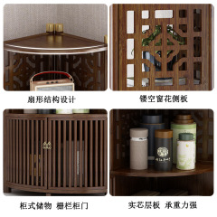 A5L Modern Chinese Corner Shelf Right-Angle Triangle Cabinet Wall Corner Antique Shelf Fan-Shaped Storage Rack Living Room Decorative Storage