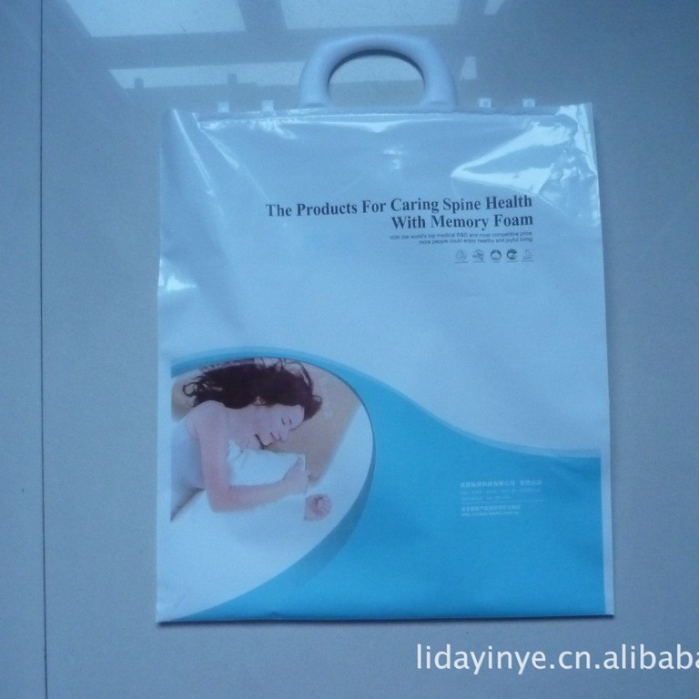 厂家值供乳白色PE手柄袋PE带手柄塑料袋,PE烫手柄手提袋