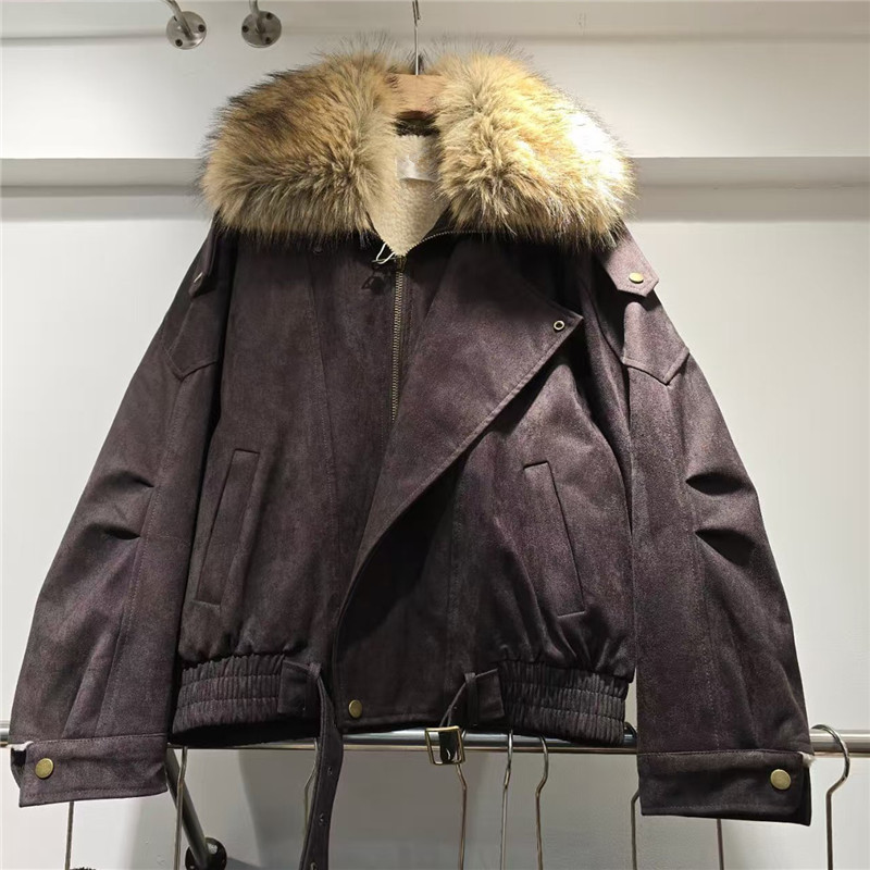América pequeña fragancia Meirard marrón locomotora chaqueta de algodón mujer 2025 chaqueta de invierno gruesa chaqueta de algodón