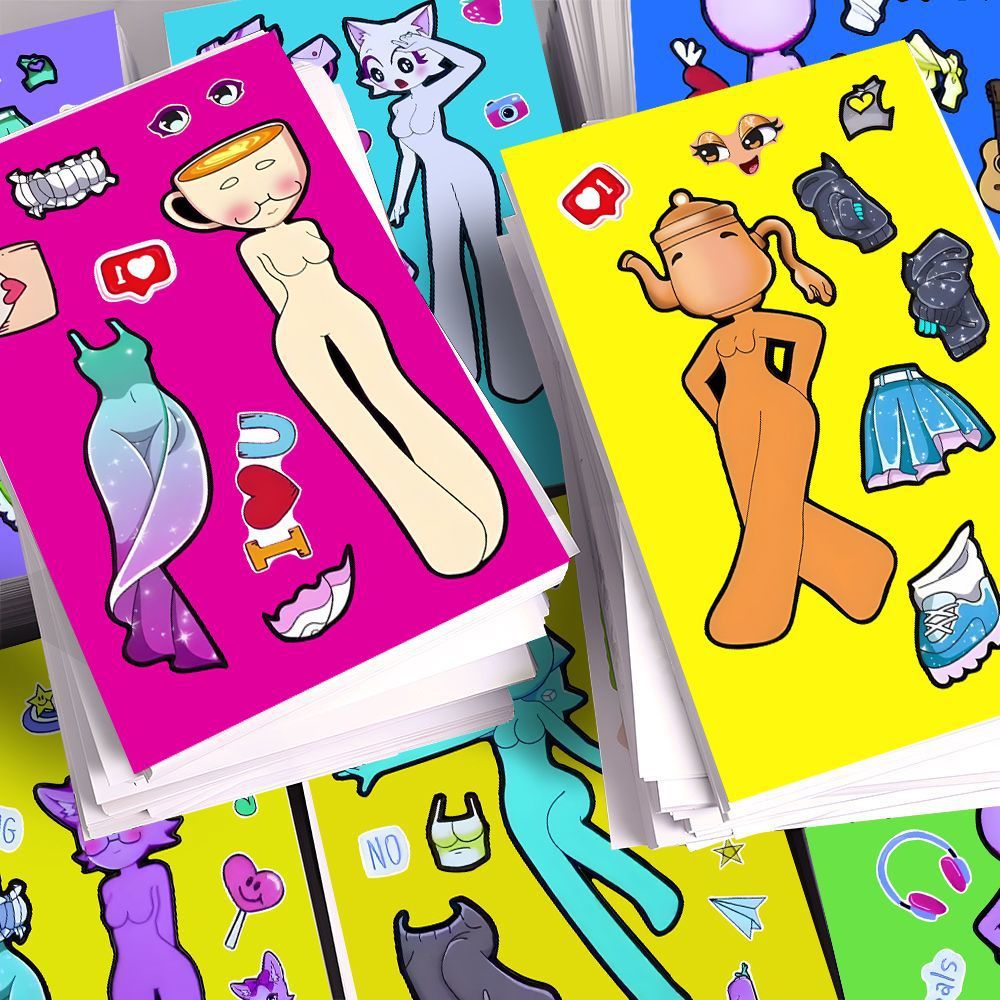 Nueva caja de ritmo sprunki cambio de pegatinas para niños puzzle divertido creativo a mano dibujo de juguetes