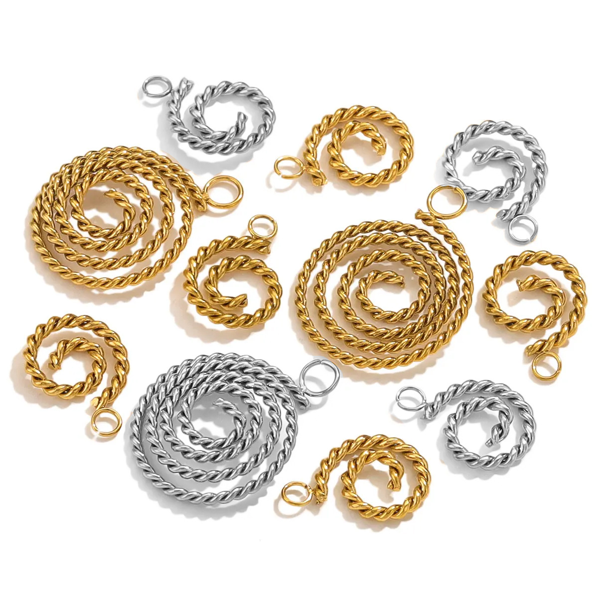 5 PCS/Package 18 * 22mm 9*13mm 304 Stainless Steel Swirl Pattern Solid Color Polished Pendant display picture 1