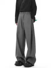 Men's CleanFit Premium Casual Pleated Trousers – Loose Straight-Leg Wide-Leg, Flowy & Relaxed for Spring, Summer, Autumn