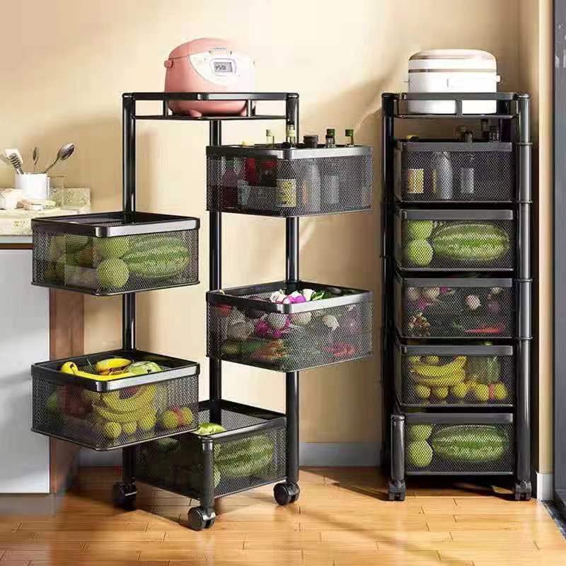 Rotating Kitchen Shelf, No Assembly Required, Multi-Layer Vegetable Rack, Household Multifunctional Fruit and Snack Stand