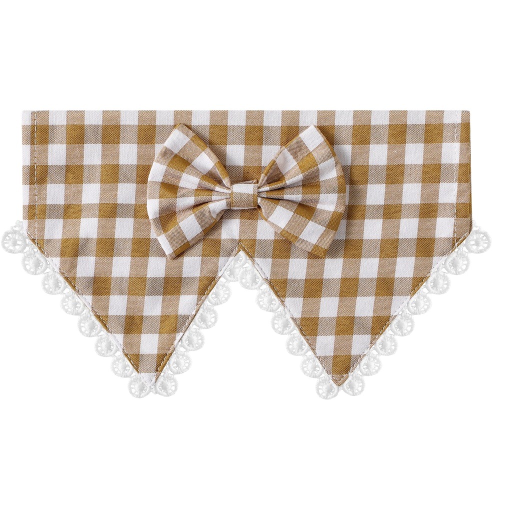 Fábrica transfronteriza nuevo algodón británico perro encaje Plaid mascota triángulo toalla mascota perro collar saliva toalla