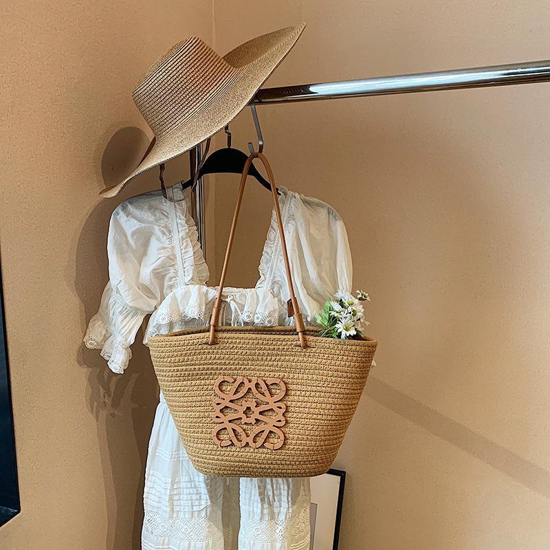 French Style Straw Bag For Women 2025 New Summer Beach Vacation Large Capacity Tote Basket Bag - Thumbnail 6