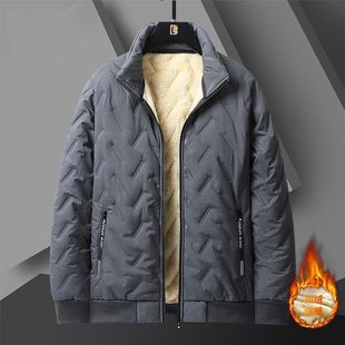 Windproof and Cold-proof Lamb Velvet Cotton-padded Clothes for Men Thickened Dynamic Business Casual Warm-keeping Cotton-padded Coat Men's Winter Zipper Jacket