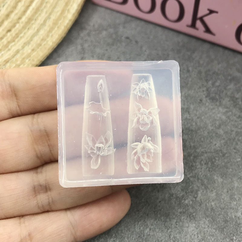 跨境批发蝴蝶结硅胶美甲模具立体链条串珠浮雕花纹穿戴甲装饰工具|undefined