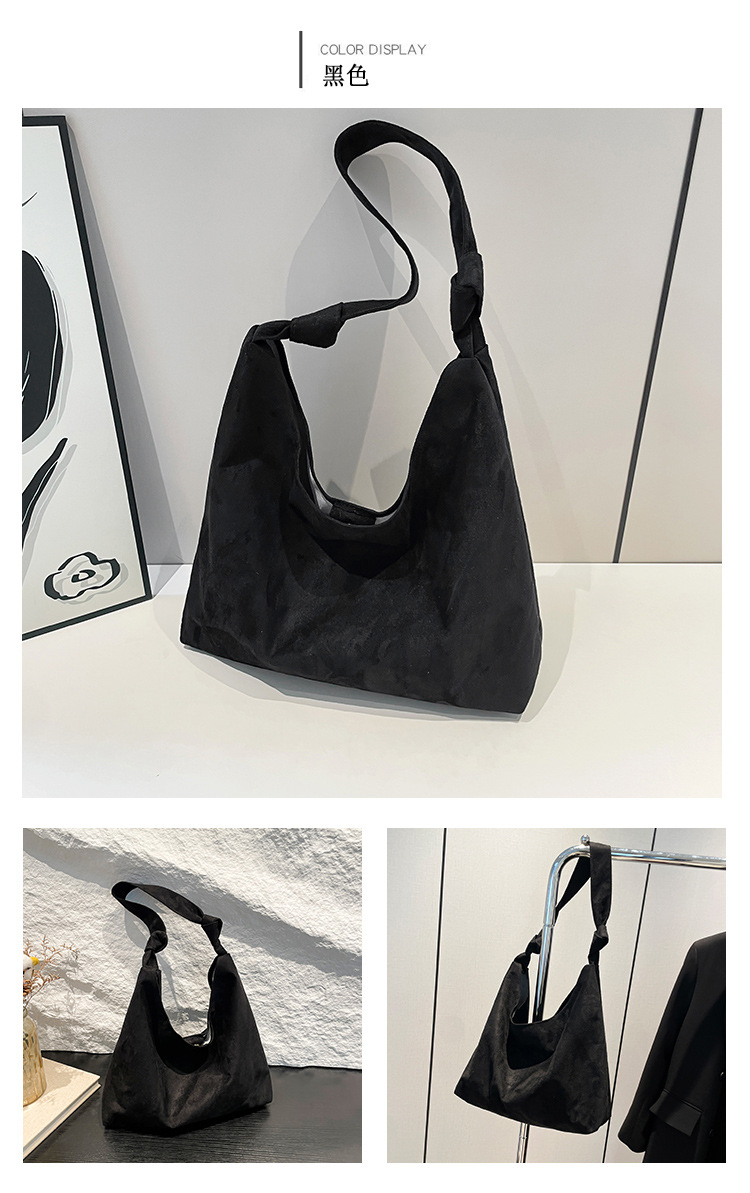 Cross-border suede large bag for women 2024 New style fashionable retro frosted tote bag for autumn and winter work and commuting bucket bag undefined