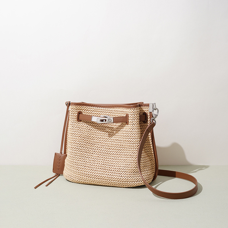 Summer Ins Style Versatile Single Shoulder Bag New Cowhide Woven Handbag Genuine Leather Women's Crossbody Bag For Beach Vacation