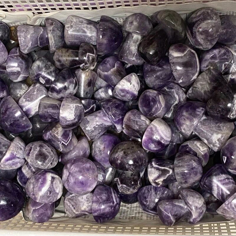 天然梦幻紫晶蘑菇水晶原石雕刻水晶摆件 图 4