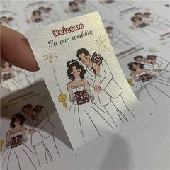 结婚不干胶贴纸手绘卡通喜礼喜糖备注装饰标签伴手礼干果请柬