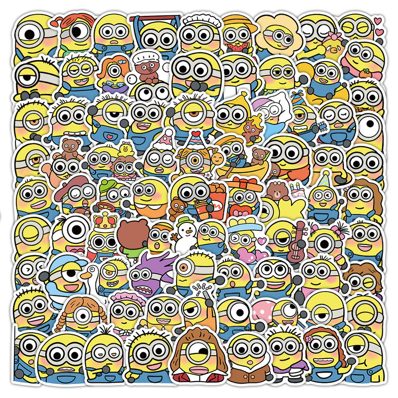 Gift Box with 100 Minion Stickers for DIY Animation Movie Journals, Stationery Boxes, Luggage Decoration, and Small Stickers Gift Box with 100 Minion Stickers for DIY Animation Movie Journals, Stationery Boxes, Luggage Decoration, and Small Stickers