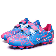 Children and Youth Magic Tape Soccer Cleats with Steel Studs, Flat Leather Surface Training Shoes