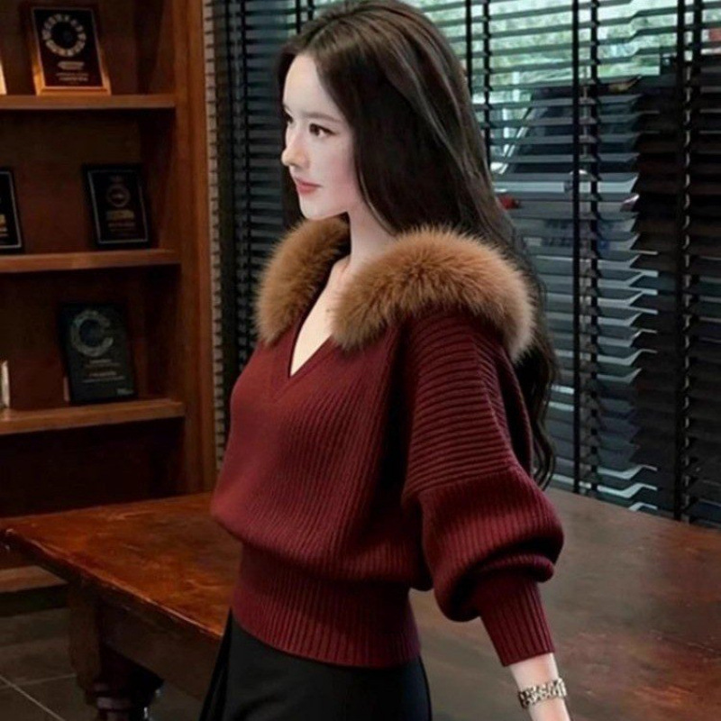 Korean Style Atmosphere High-End Christmas Red Knitted Sweater Pure Long-Sleeved Loose New Year Sweater Dropshipping Korean Style Atmosphere High-End Christmas Red Knitted Sweater Pure Long-Sleeved Loose New Year Sweater Dropshipping