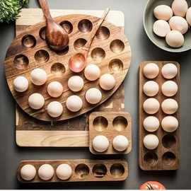 创意实木鸡蛋收纳盒蛋托木制托盘鸡蛋置物架冰箱厨房放鸡蛋盘子