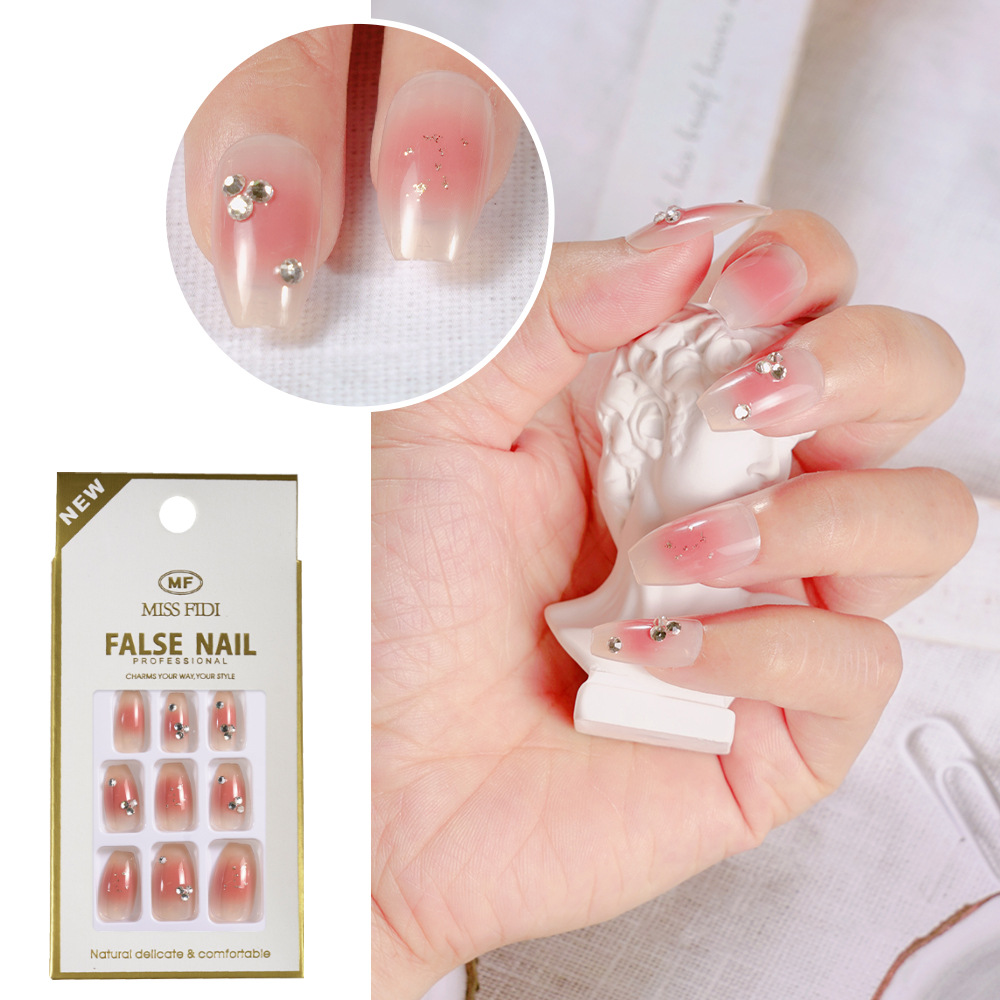 Uña europea y americana usable parche de uñas blush parche de uñas falsas aurora usar caja de uñas gelatina