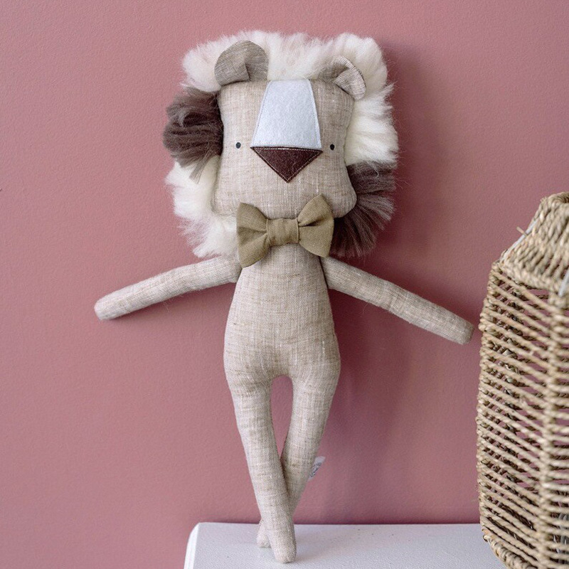 Nordic Style Danish Fairy Tale Gentleman Lion Doll Cotton Cute Lion Doll Baby Comfort Doll