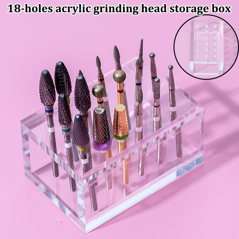 Transparent Acrylic Jewelry Display Board Iins Casual Acrylic 18-Hole Grinding Head Storage Box Display Stand Transparent Acrylic Jewelry Display Board Iins Casual Acrylic 18-Hole Grinding Head Storage Box Display Stand