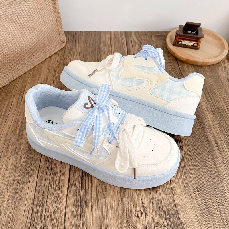 New Cute White and Brown Big S Bread Shoes for Women Ins Comfortable Work Clothing Design Sneakers Casual Sports White Shoes
