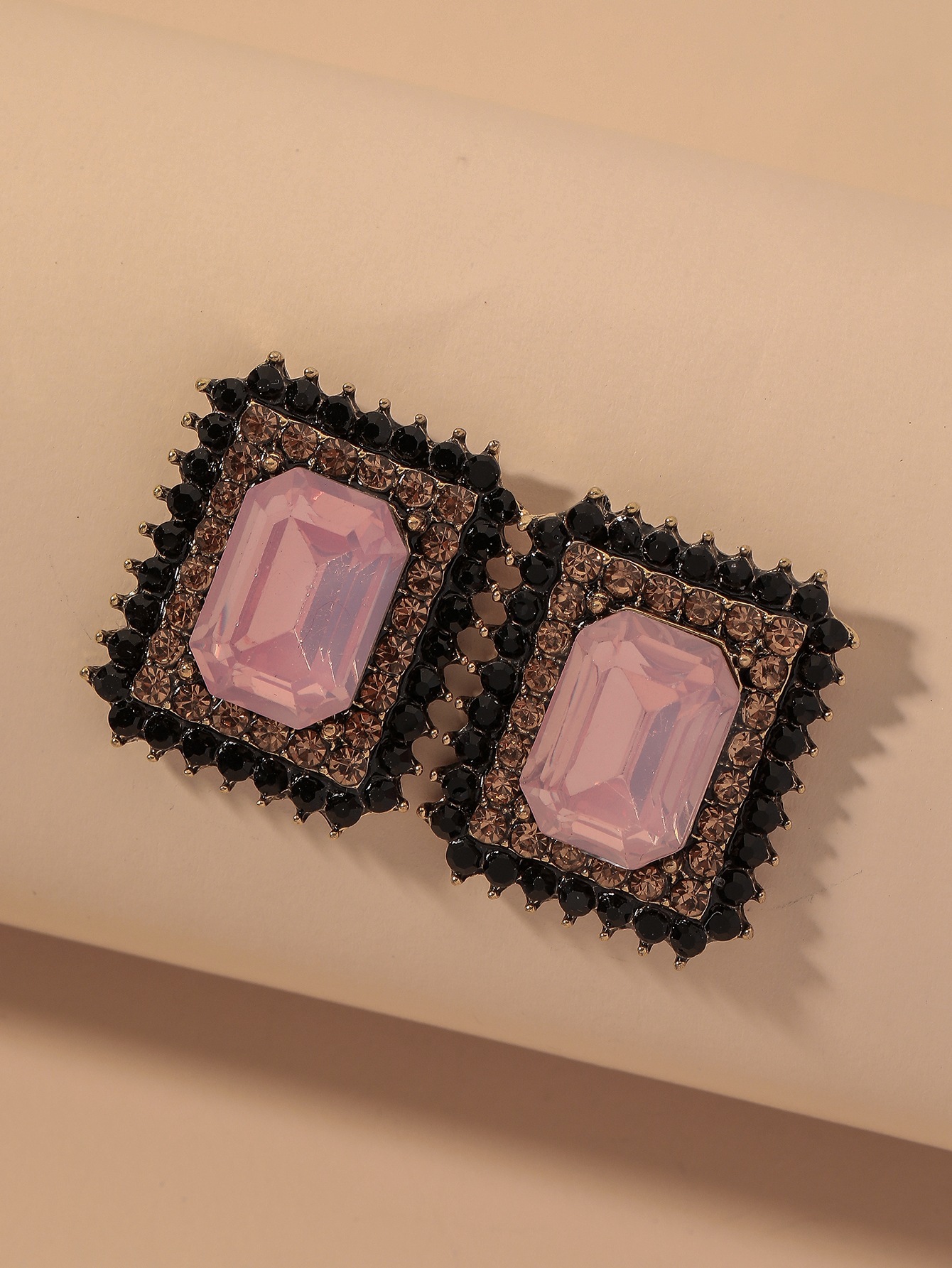 retro square diamond palace style earrings