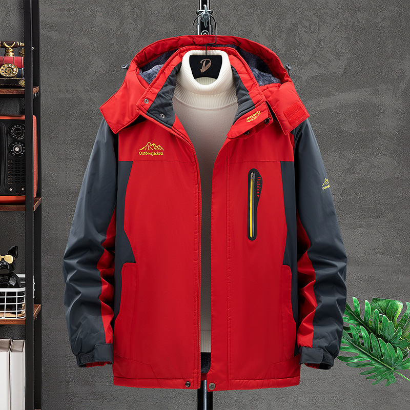Ropa de montañismo extragrande para exteriores, chaqueta cortavientos e impermeable, ropa de invierno para hombre, cortavientos grueso con forro polar para mayor calidez.