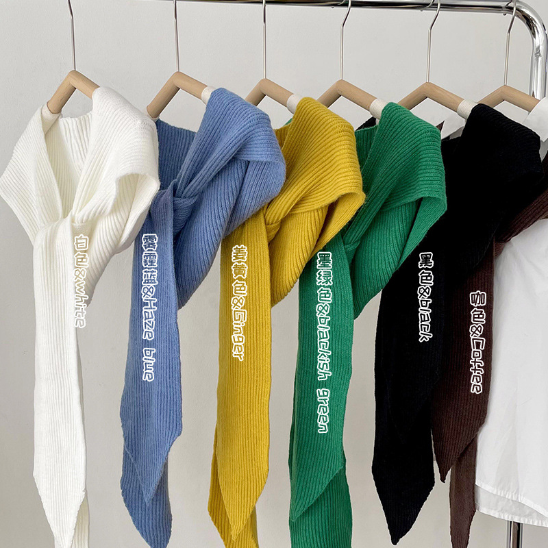 Nuevo estilo coreano de color sólido agudo esquina encapuchado pequeño chal de oficina sala de aire acondicionado delgado cuello exterior pequeño hombro