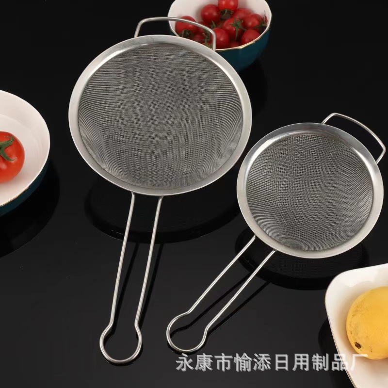 Cocina doméstica de acero inoxidable ultrafina pantalla de filtro de cuchara de frijol malla densa oreja ancha gran pantalla de frijol comercial