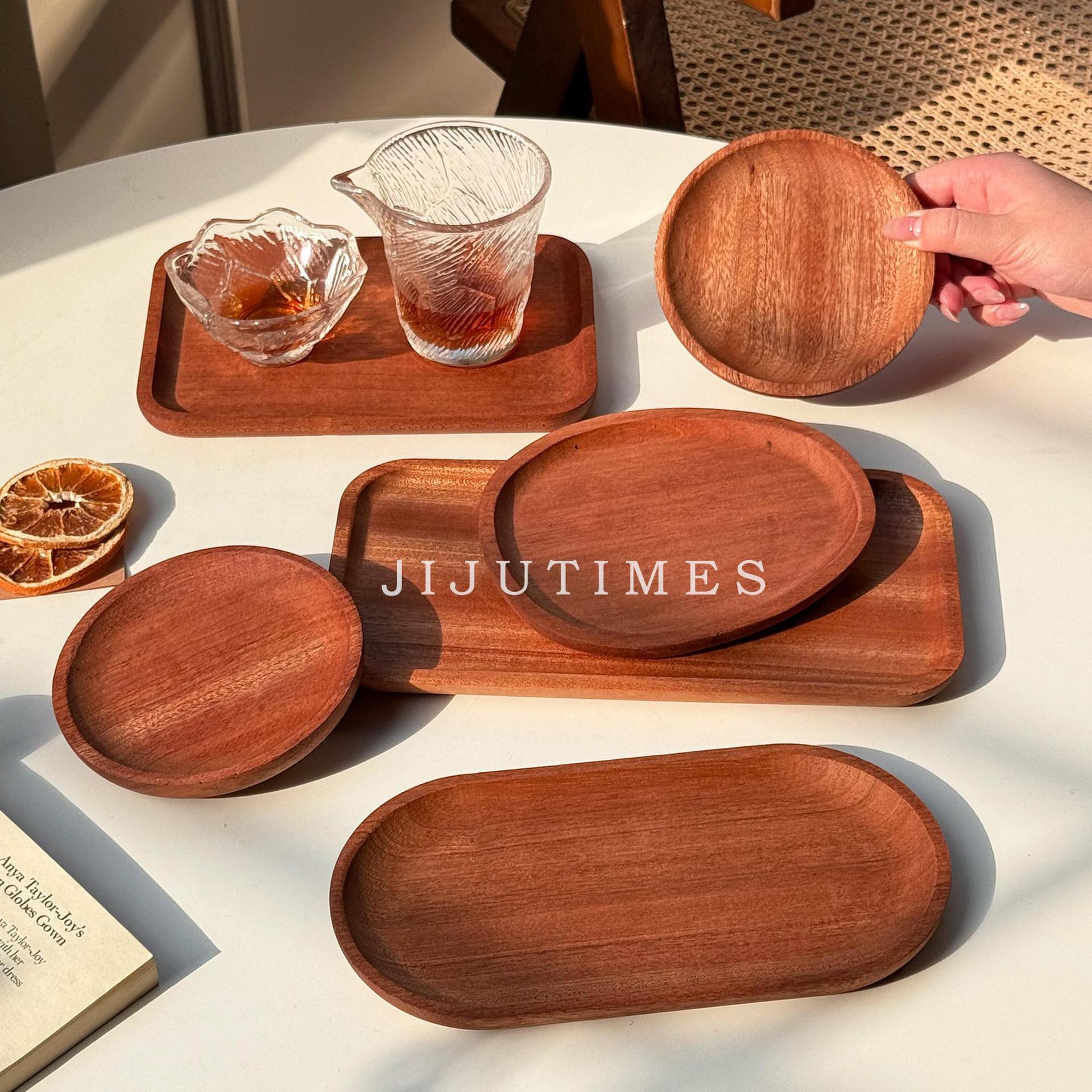 Japanese-style ebony tray, solid wood tray, restaurant dessert tray, coaster, cup holder, jewelry storage tray, photography prop