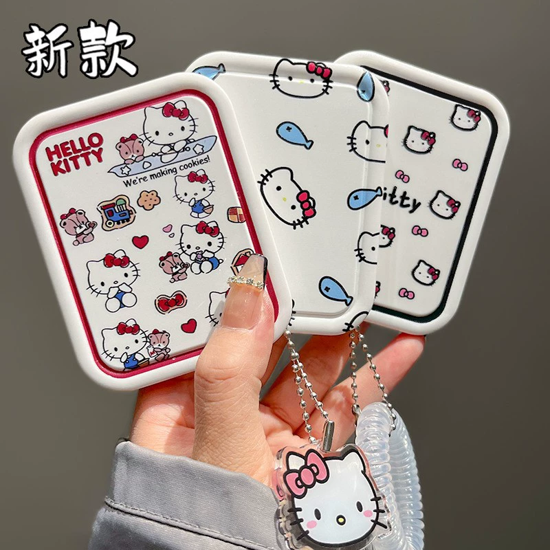 Складное карманное зеркало (Hello Kitty) — милое, для учениц, качественное, с расчёской/щёткой