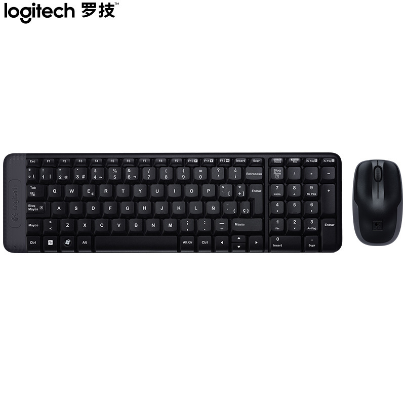 Logitech (Logitech)MK220 wireless keyboard and mouse suit office multimedia keyboard and mouse suit Black