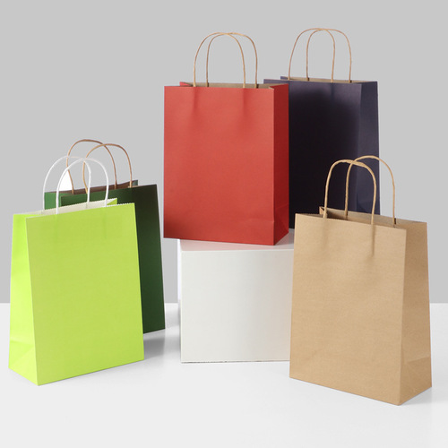 White Kraft Paper Bag Thickened Handbag Takeaway Food Clothing Shopping Bag Customized Logo Printing 