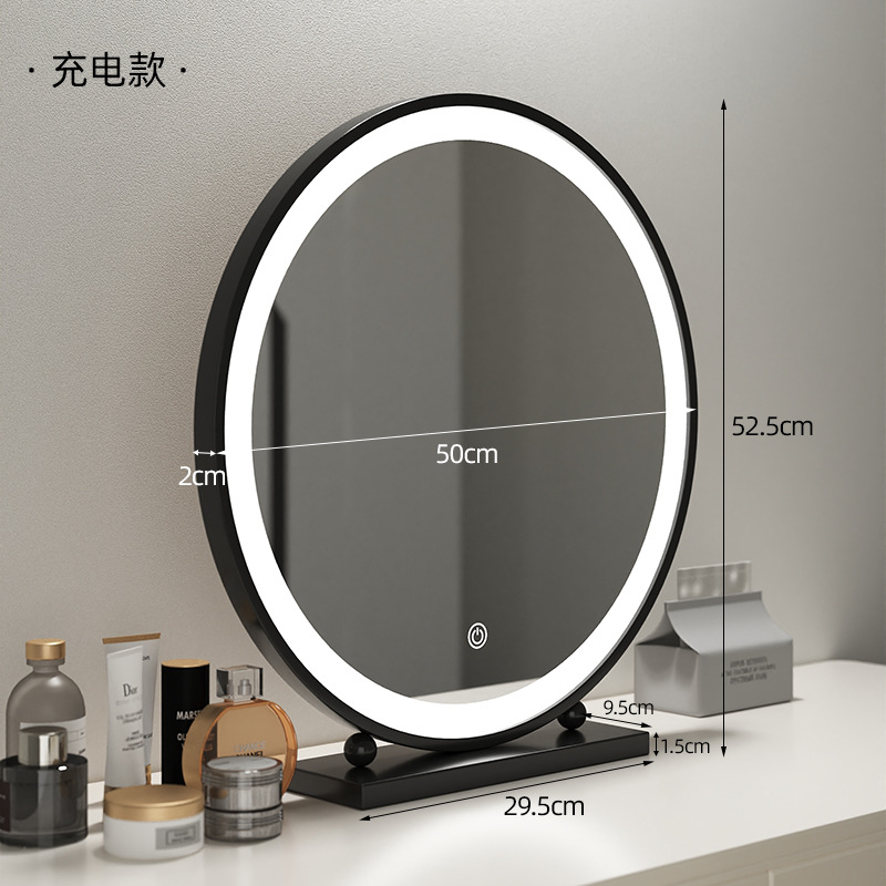 Espejo de vestir redondo espejo de vestir lujoso dormitorio escritorio dormitorio de estudiantes escritorio hierro forjado espejo de vestir espejo de vestir