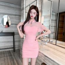 改良旗袍纯欲风酒吧包臀夜店连衣裙性感女装显瘦露胸裙足疗工作服