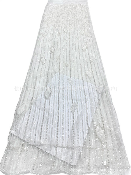 Fábrica directa tridimensional bolsas de perlas tubo bordado tela de alta gama vestido de boda moda cena vestido de tela
