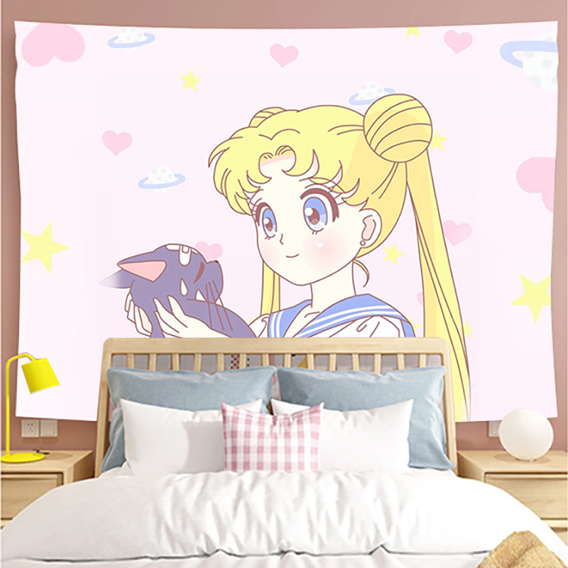 ins 大学宿舍挂布墙布直播背景布挂毯床头卧室背景墙生日彩虹壁毯