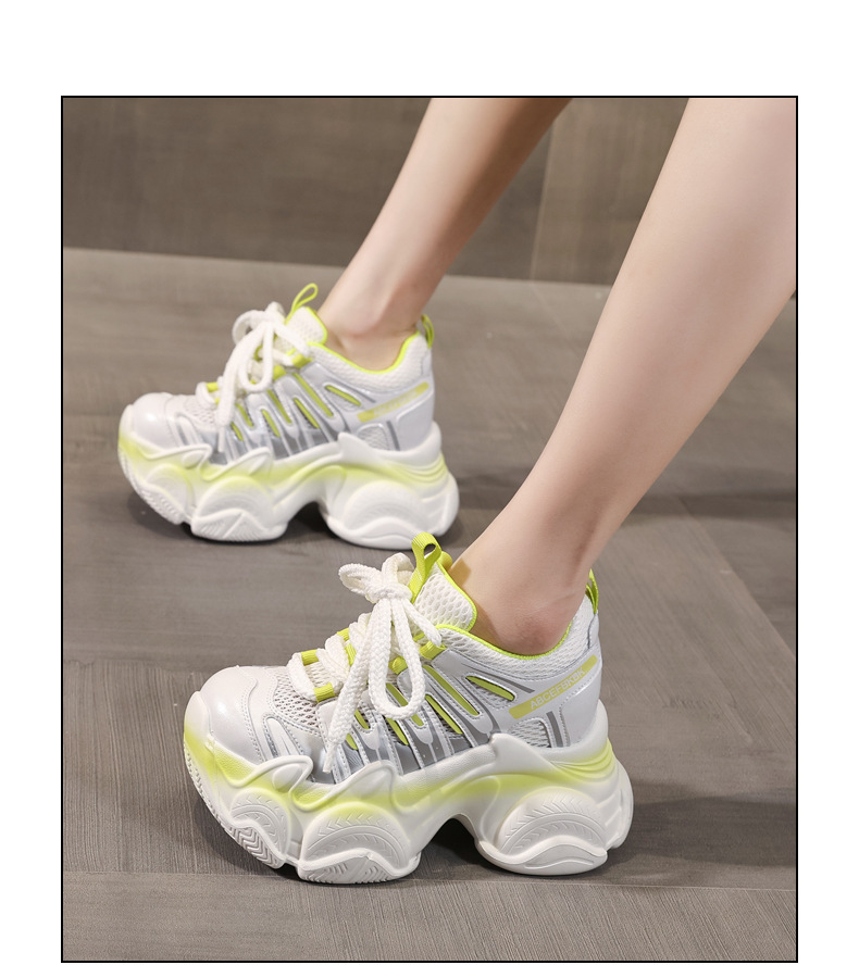 Giày sneaker nữ đế dày chunky tăng chiều cao lưới thoáng khí — màu trắng chi tiết 14