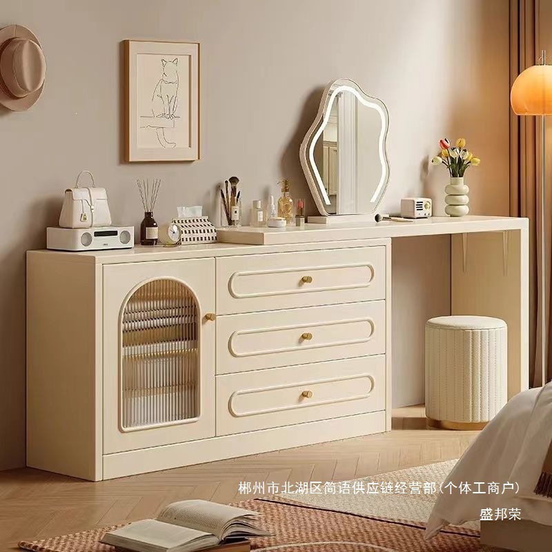 Fábrica directa mesa de tocador dormitorio simple moderna mesa de cabecera mesa de maquillaje gabinete de almacenamiento 2026 nuevo estilo de crema