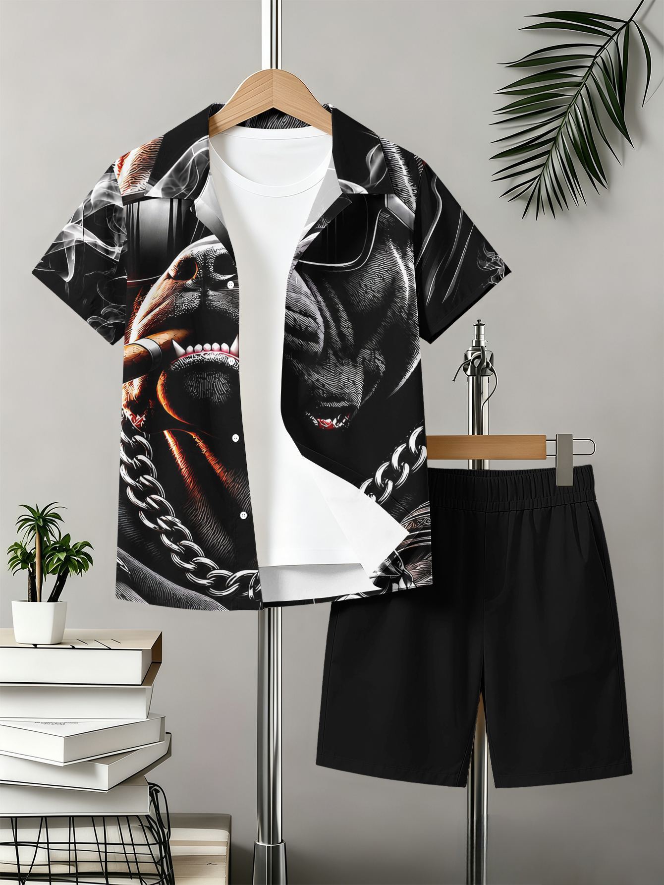 Jungen Set Mit Blumenmuster Hemd Und Shorts Für Den Sommer_voghion.com