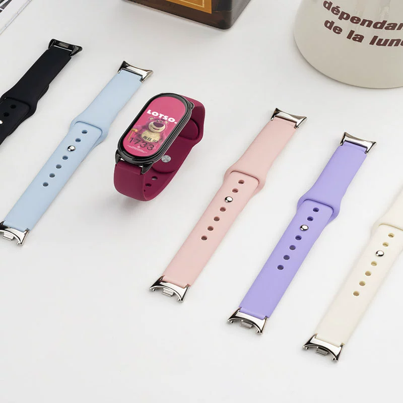 Ремешок для часов (Xiaomi Mi Band 10/9/8/7/6/5/4/3) силиконовая замена, дышащий, совместим с NFC