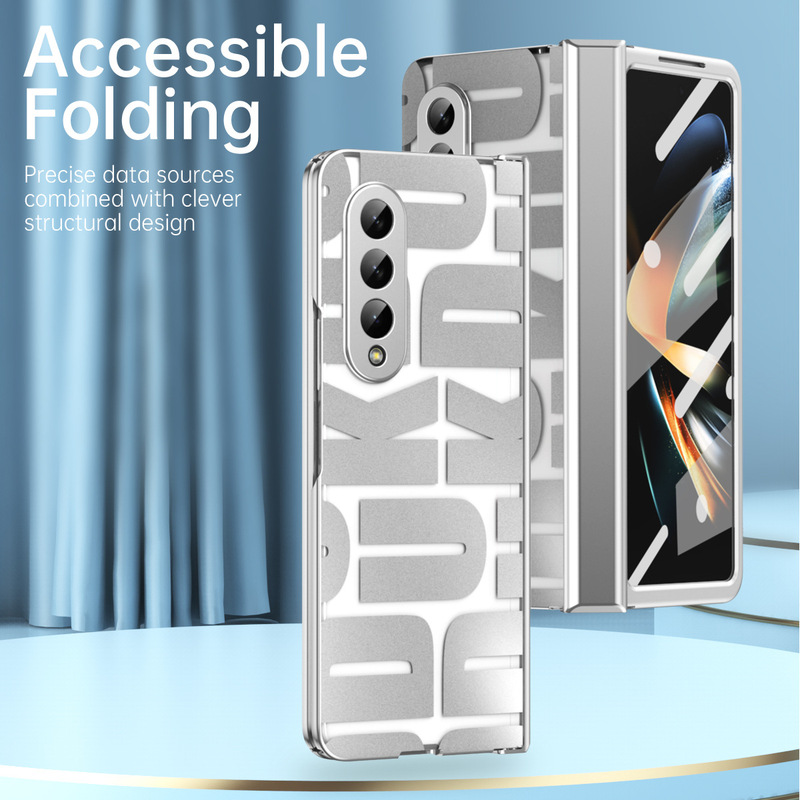 For Samsung Galaxy Z Fold 4 Electroplated Trendy Brand Letter Phone Case fold4 Matte Hinge Protective Cover For Samsung Galaxy Z Fold 4 Electroplated Trendy Brand Letter Phone Case fold4 Matte Hinge Protective Cover